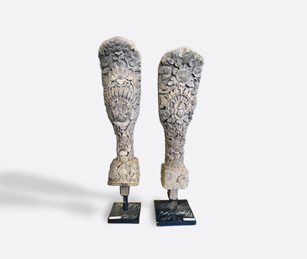 Balinese architectural wood carvings, early 1900’s, end caps from gamelan musical instrument