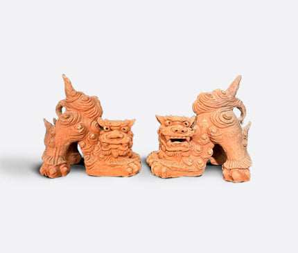 Terracotta shishi lions, from Shigaraki Japan, mid 1900’s