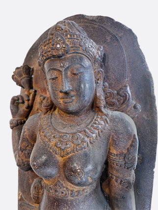 Hand caved stone statue depicting the Hindu goddess Dewa Sita