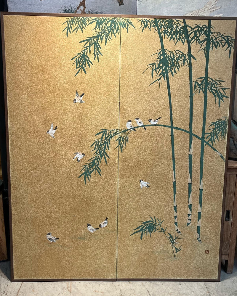 Two-Panel Bird Byobu
