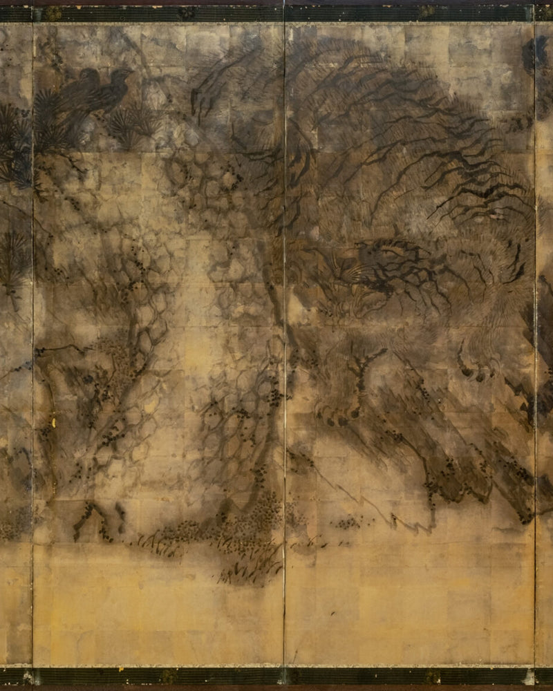Six-Panel Tiger On Rocks Byobu