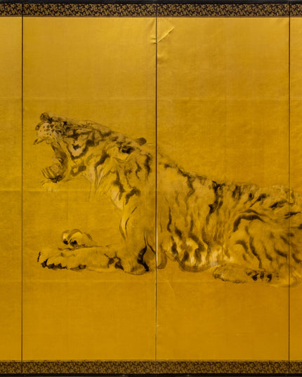 Six-Panel Gold Tiger Byobu