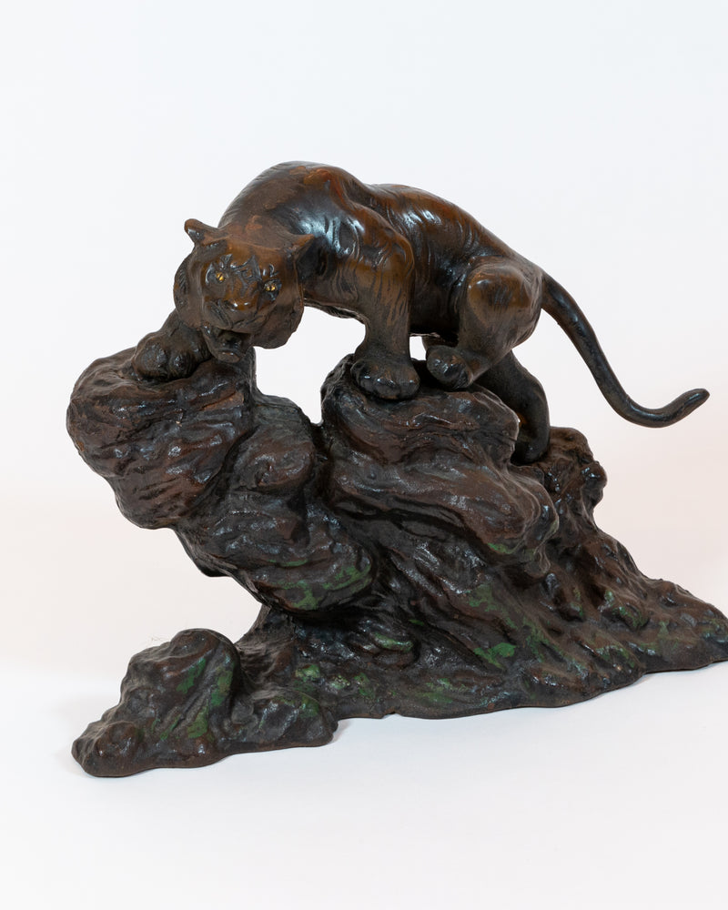 Iron Tiger-On-Mountain Sculpture