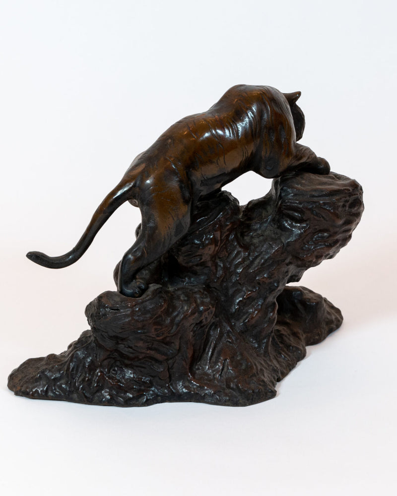 Iron Tiger-On-Mountain Sculpture