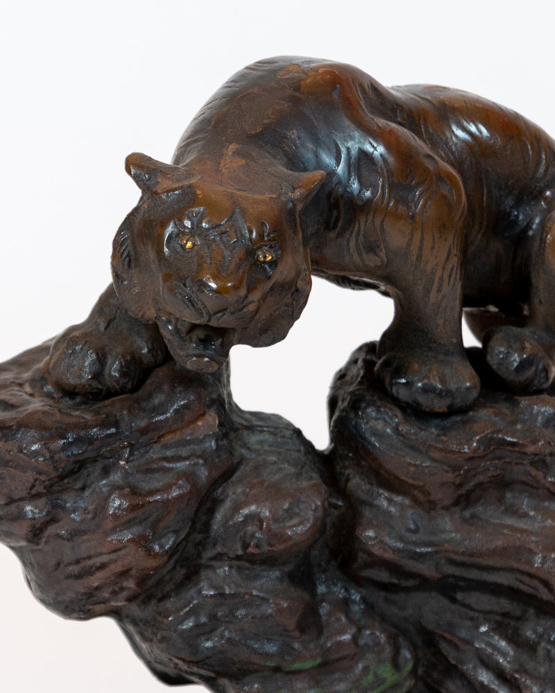 Iron Tiger-On-Mountain Sculpture