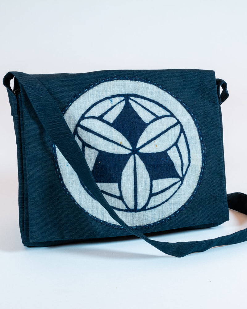 David Alan Designs Satchel of Vintage Indigo Crest