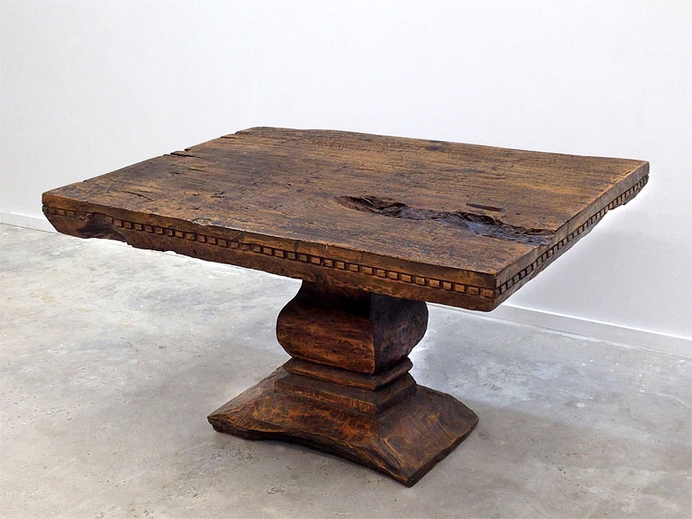 19th century teak table from Java, carved from a single element/block of wood