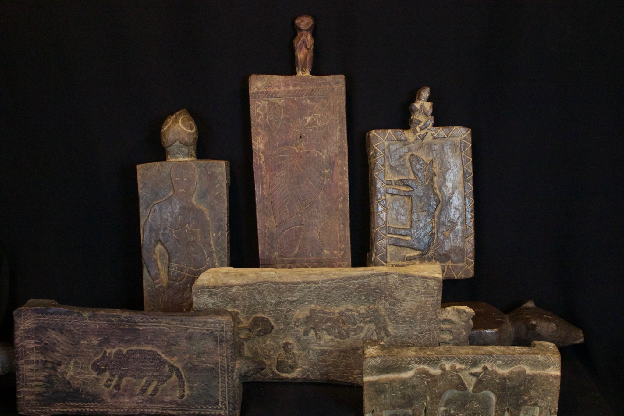 Hand Carved Wooden Ceremonial Shaman Stools, from the late 19th to mid 20th century, Wood, Used for meditation and for ritual ceremonies. 12" to 14", $185. to $320.