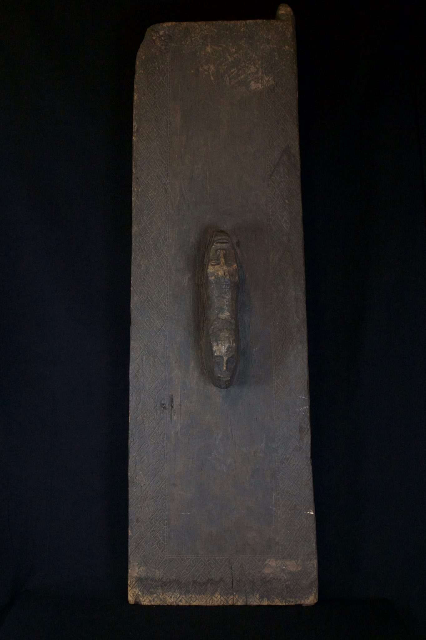 Shaman Ritual Spirit Door, Sumatra, Indonesia, Batak tribe, Late 19th c, Wood, patinated with age and use. 52 ¼” x 16” x 6 ½”, $2200.