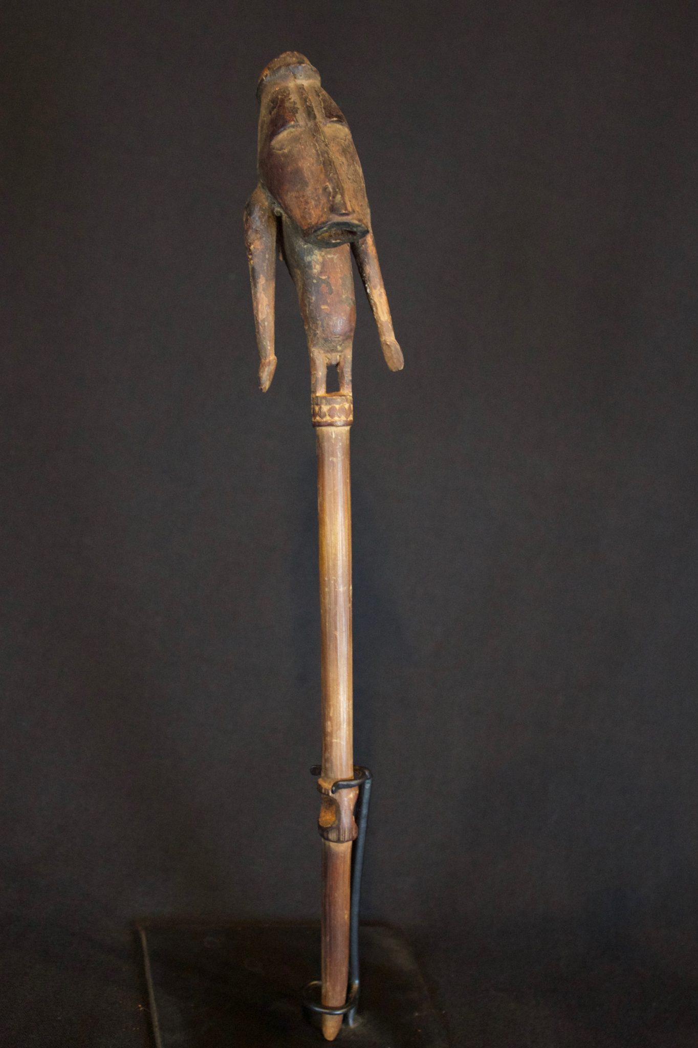 Shaman Magic Figure, Papúa New Guinea, Indonesia, Early 20th c, Wood, fiber. Used in ritual ceremonies to stop rain. 11 ½” x 1 ½” x 1 ¼”, $135.