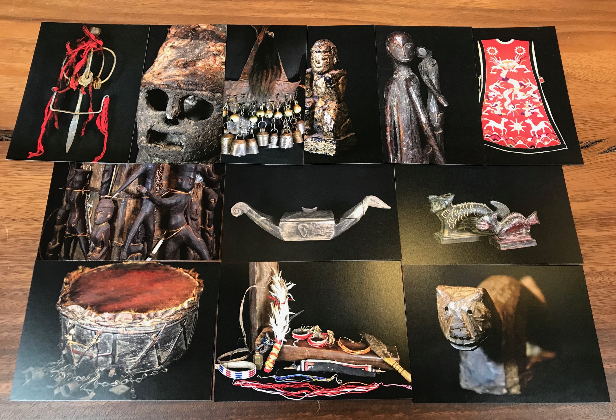 Postcards of selected pieces from the Shamanic Objects exhibition at David Alan Collection. they are a collection of pieces from Nepal, Vietnam , Myanmar and from several different islands in Indonesia. They are all authentic, rare objects used by Shaman priests for healing and for other various tribal rituals performed for the good of the community