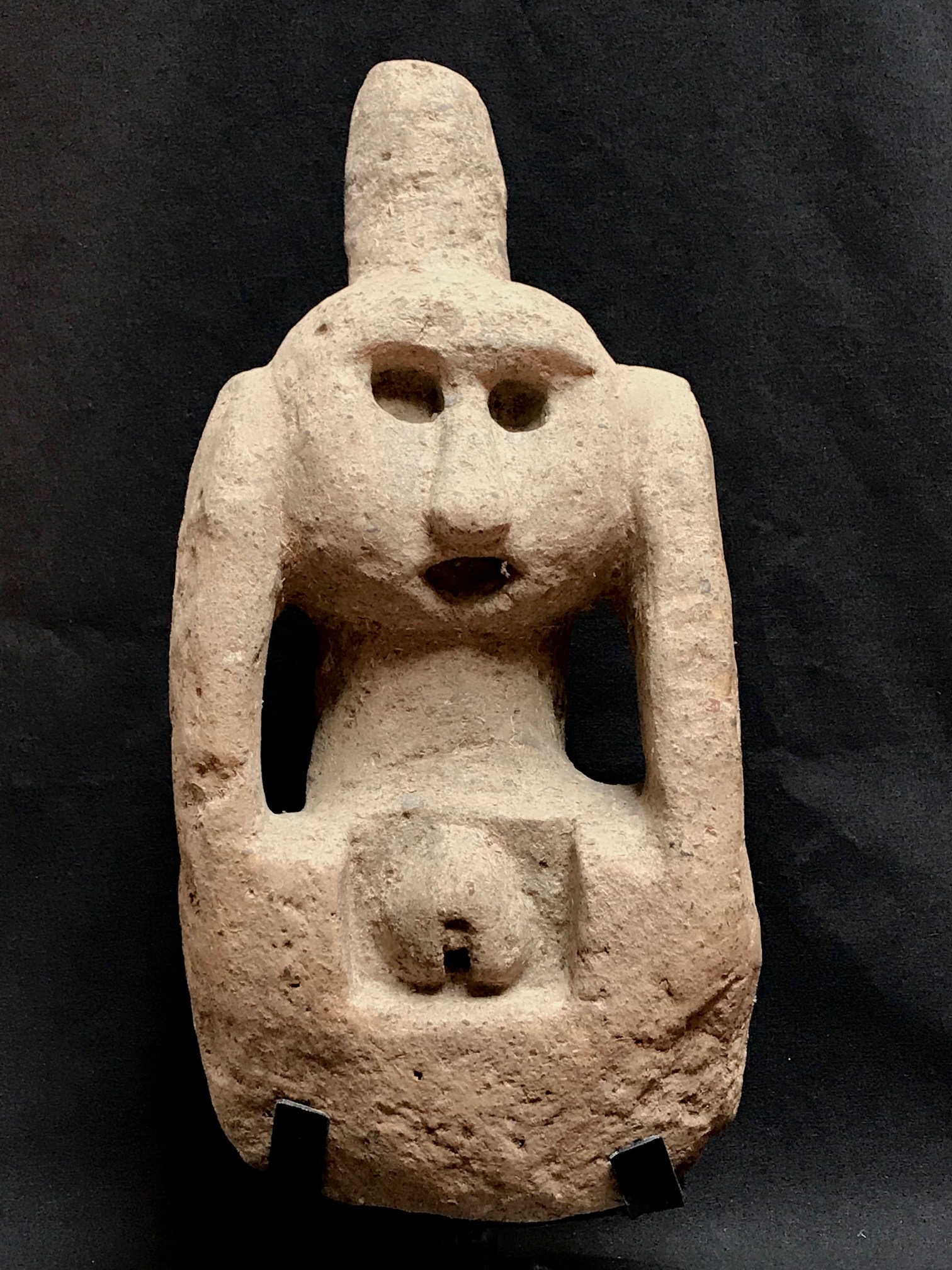 Female Magic Figure, Shaman uses this for prayer and to gather healing power to treat people. Kodi village, West Sumba, Indonesia, early to mid 20th c., stone, 14 1/2" x 7" x 6 1/2" without base (16 1/2" with base),