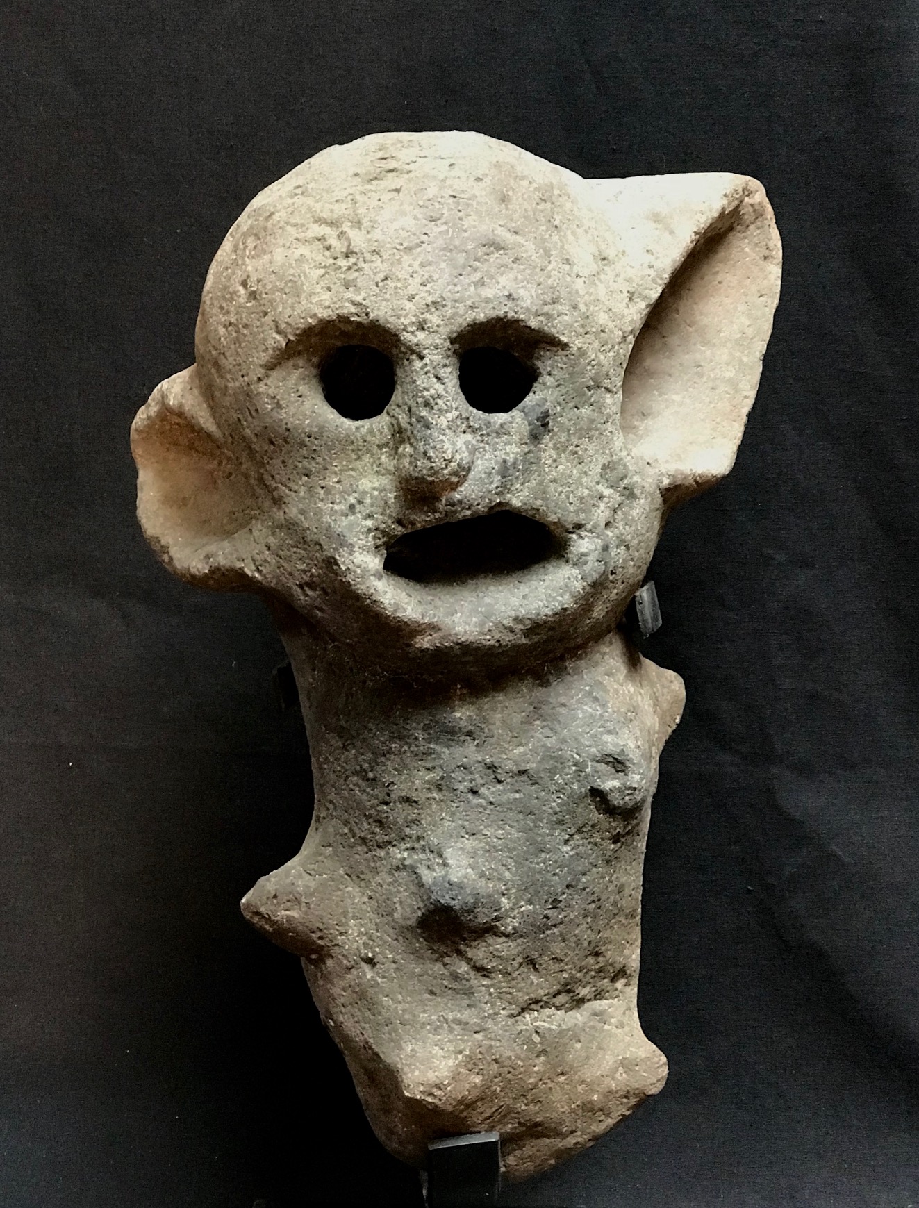 Shaman figure - Rare, for healing and divination rituals. Dhoki village, Flores Island, Indonesia, stone, late 19th to early 20th c., This effigy was passed down from father to son. Once a year, it is fed blood to empower it. 14" x 9 1/2" 6 1/2" w/o base (17" with base),