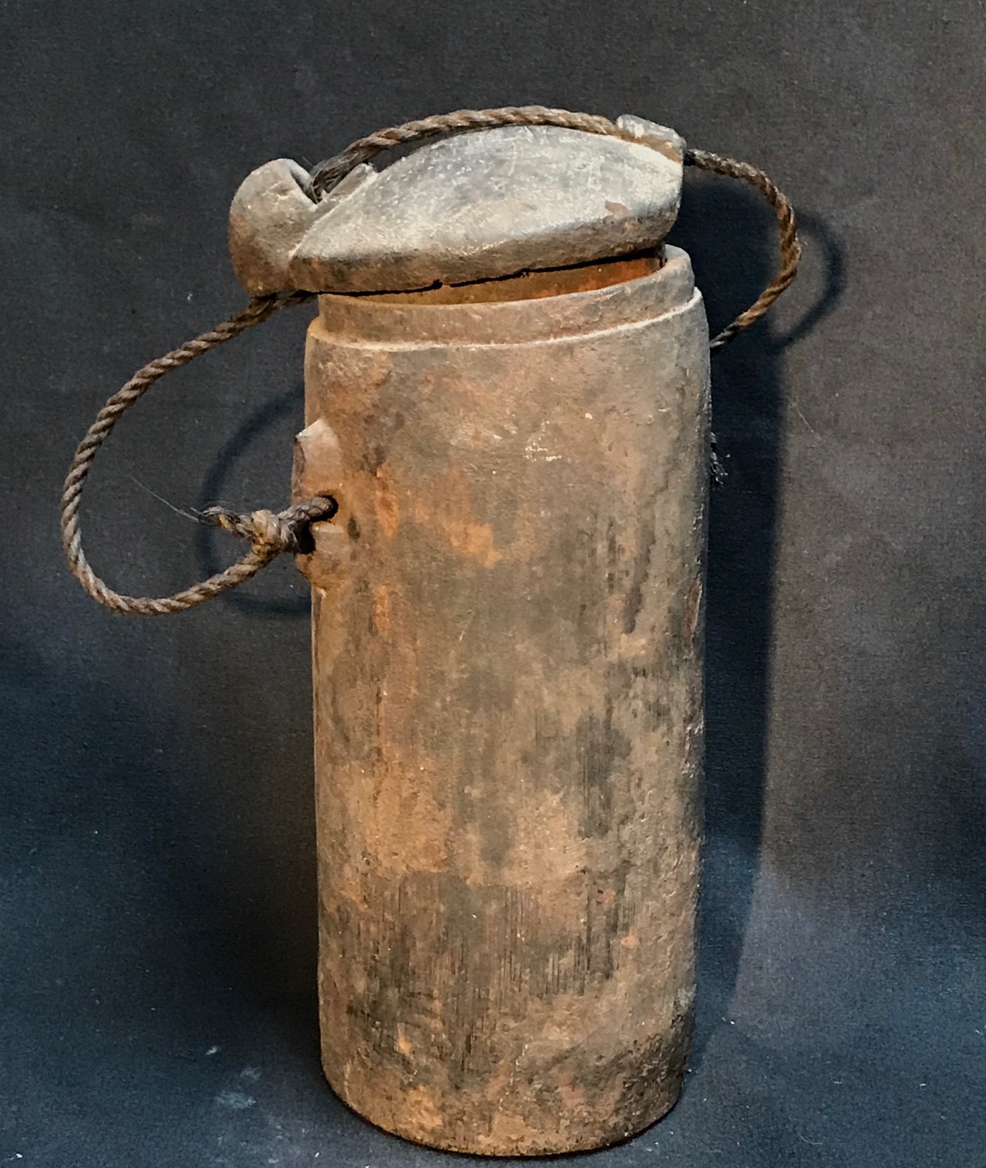 Shaman's medicine jar, for healing herbs and substances. Sumba Island, Indonesia, early 20th c. bamboo, wood, twine, 12" x 4 1/2", $