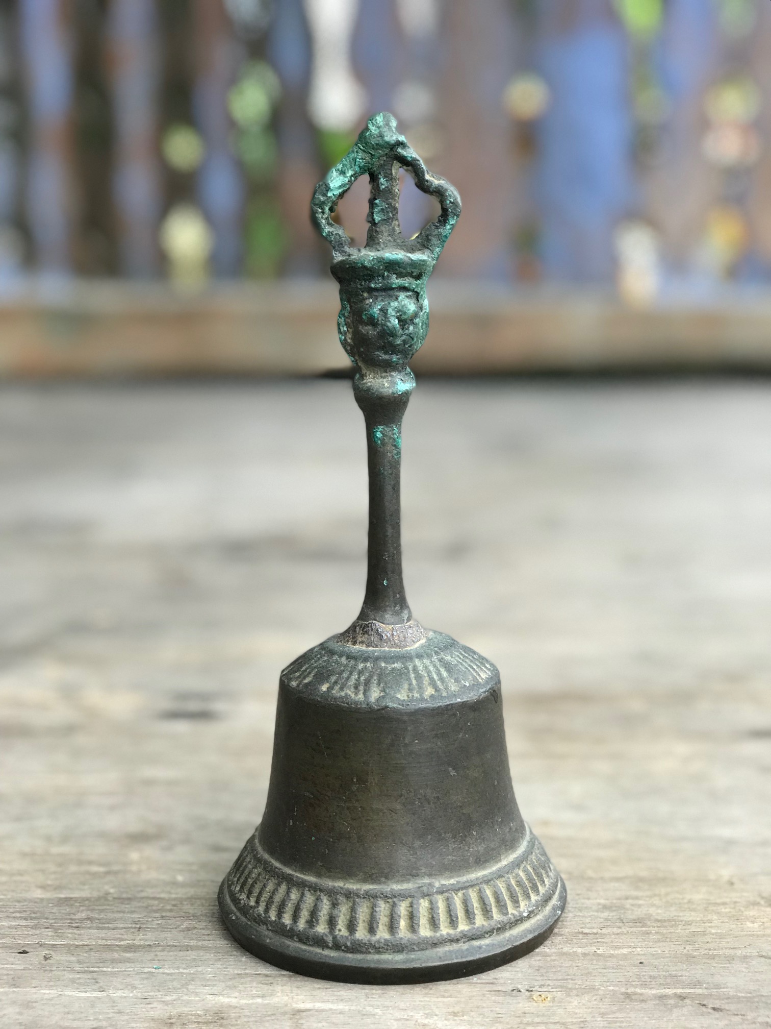 Musical Instrument Temple Clapper Bell with Face, Nepal, 100 years old, Bronze, 8 1/4" x 3 1/4", $1100., thedavidalancollection.com , solana beach, ca