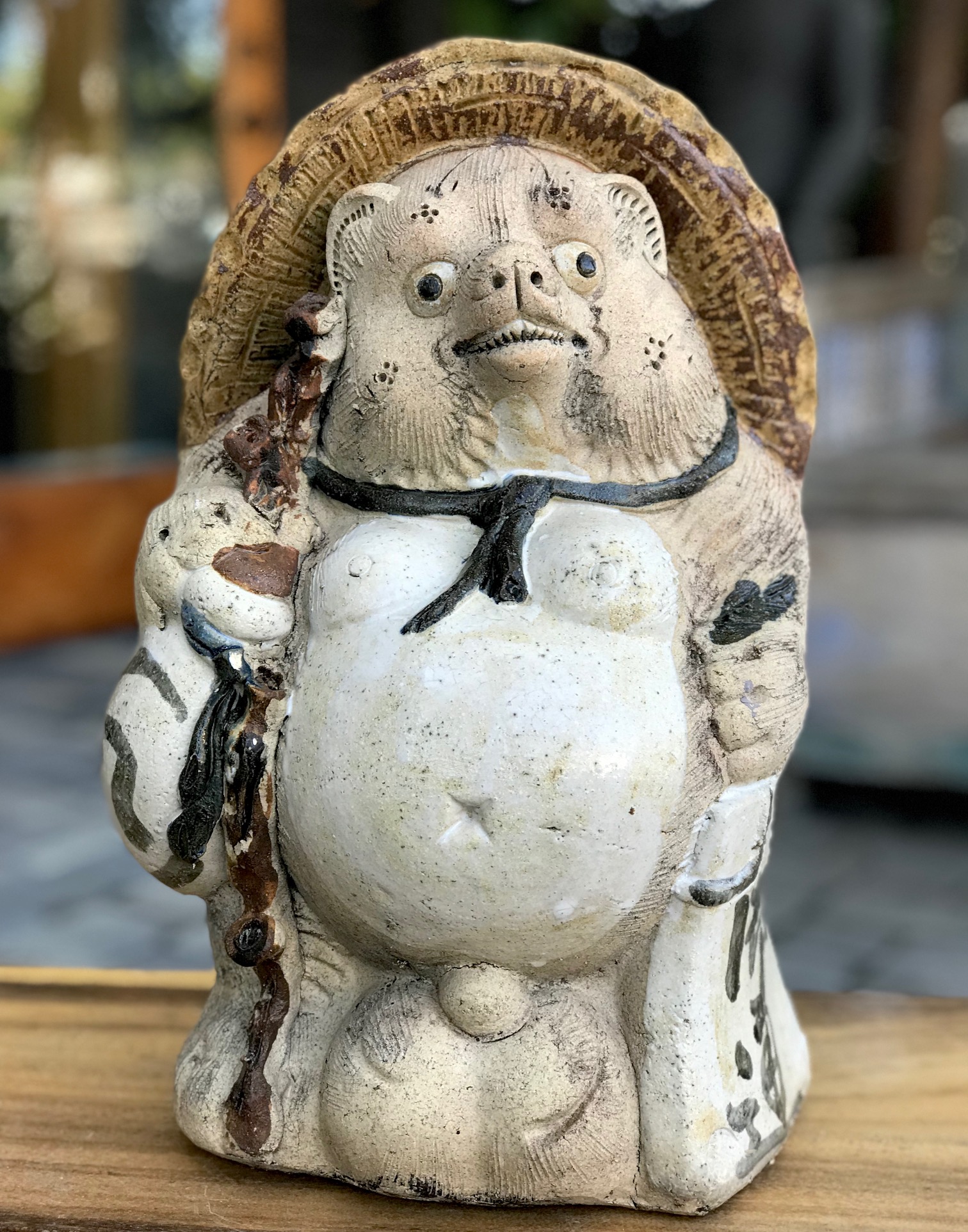 Japanese Tanuki statues, Shigaraki Ceramics, Japan, mid 20th 